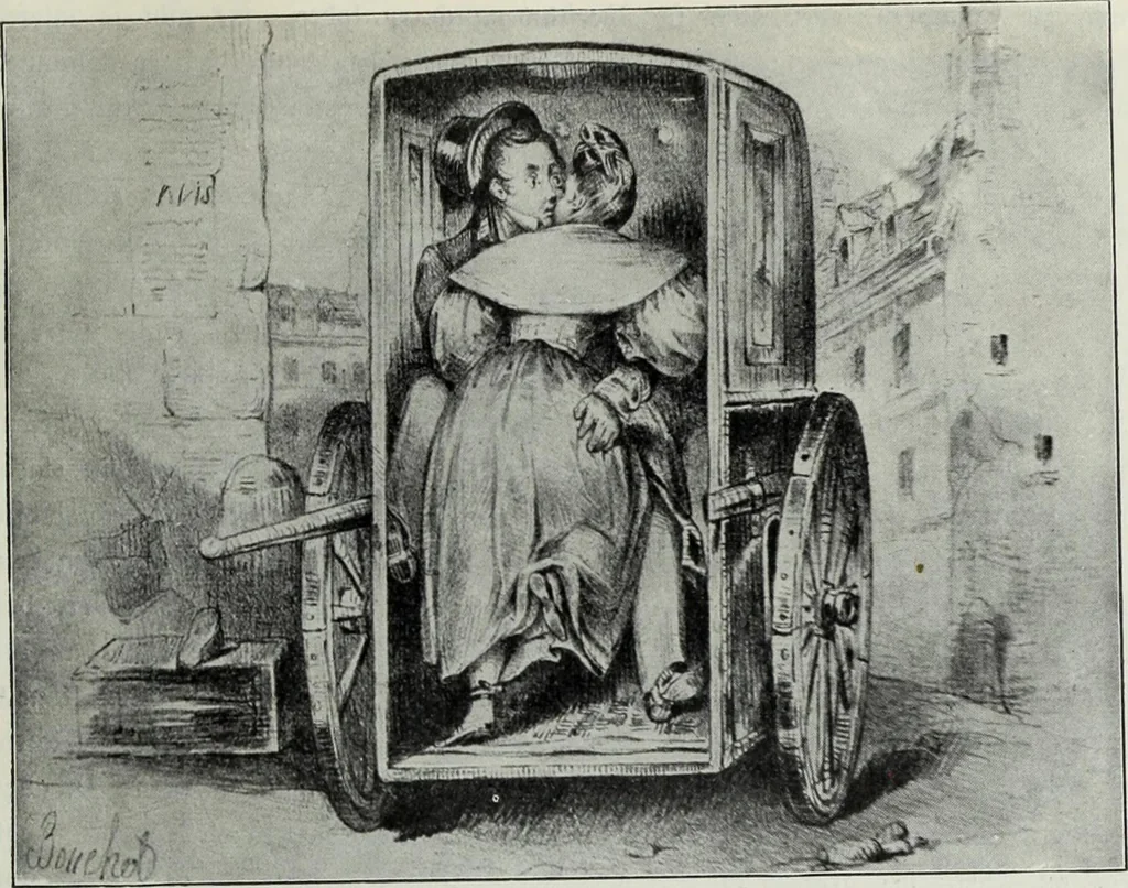 An illustration from Das Weib in der Karikatur Frankreichs : mit 448 Textillustrationen und 72 farbigen Kunstblättern nach seltenen und amüsanten französischen Karikaturen aus allen Zeitepochen, 1907, leaf 127