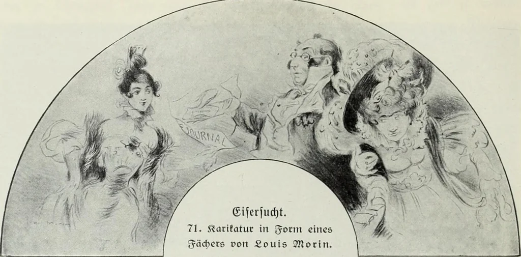 An illustration from Das Weib in der Karikatur Frankreichs : mit 448 Textillustrationen und 72 farbigen Kunstblättern nach seltenen und amüsanten französischen Karikaturen aus allen Zeitepochen, 1907, leaf 130