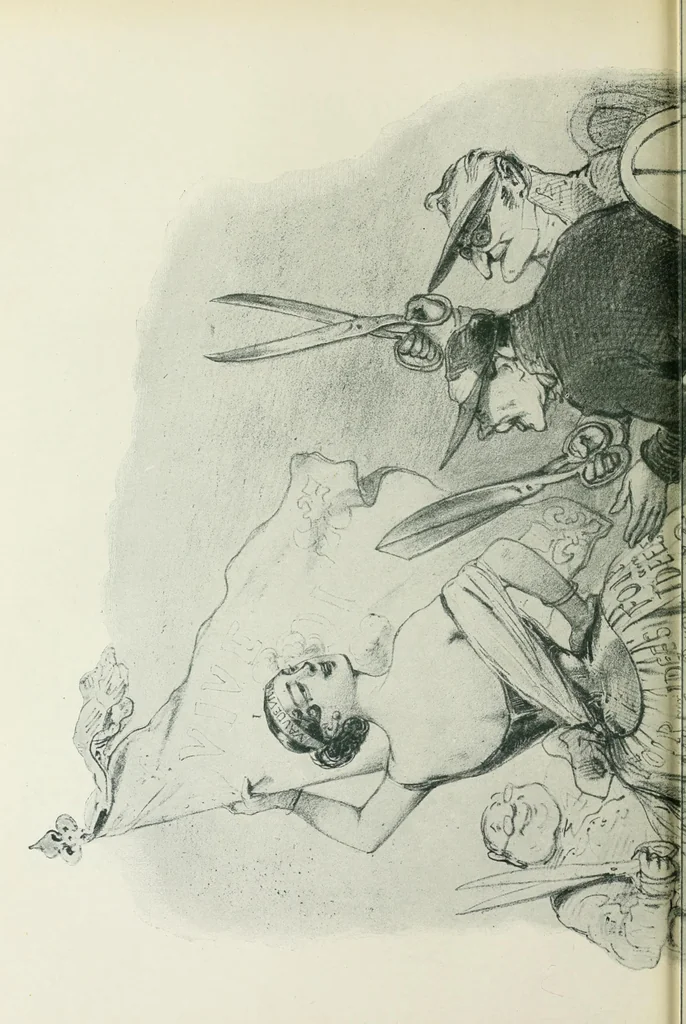 An illustration from Das Weib in der Karikatur Frankreichs : mit 448 Textillustrationen und 72 farbigen Kunstblättern nach seltenen und amüsanten französischen Karikaturen aus allen Zeitepochen, 1907, leaf 134