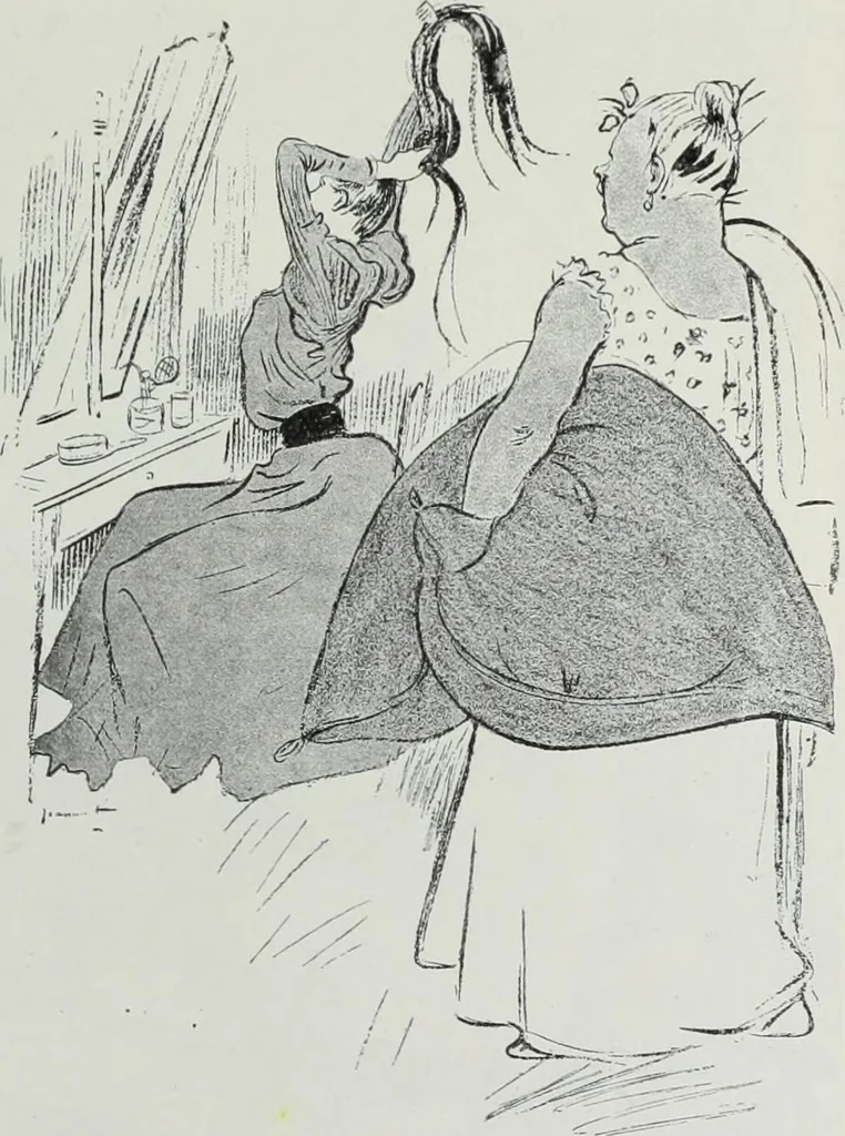 An illustration from Das Weib in der Karikatur Frankreichs : mit 448 Textillustrationen und 72 farbigen Kunstblättern nach seltenen und amüsanten französischen Karikaturen aus allen Zeitepochen, 1907, leaf 139