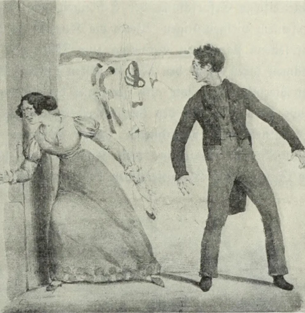 An illustration from Das Weib in der Karikatur Frankreichs : mit 448 Textillustrationen und 72 farbigen Kunstblättern nach seltenen und amüsanten französischen Karikaturen aus allen Zeitepochen, 1907, leaf 155