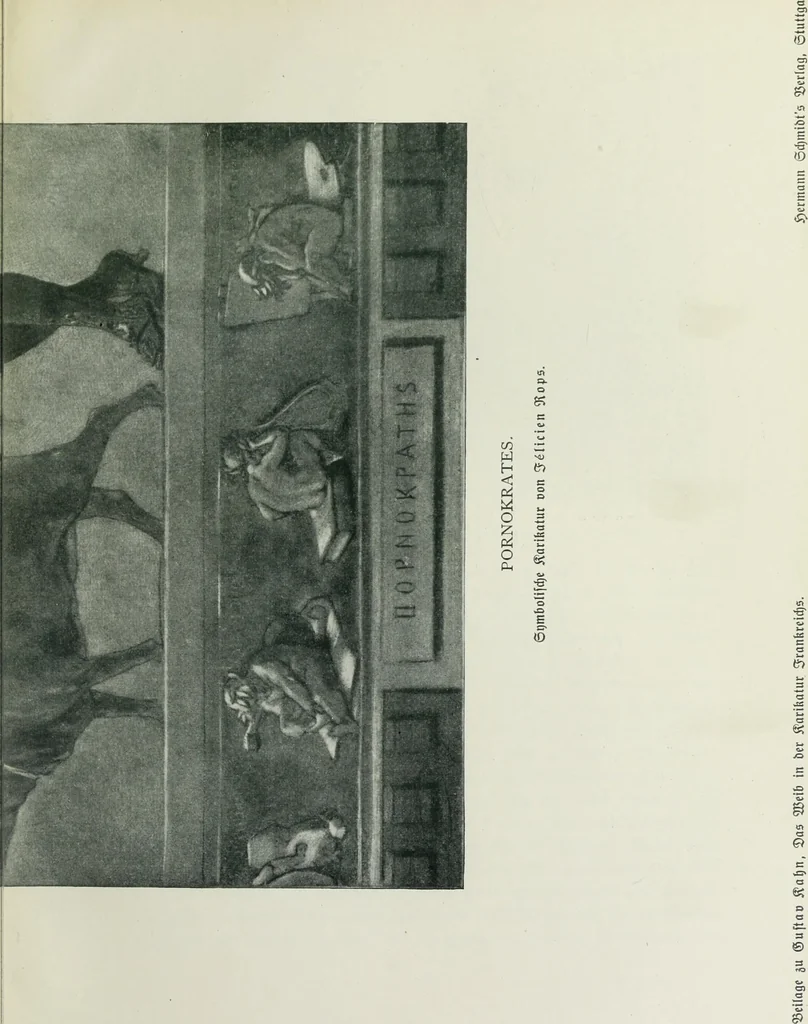 An illustration from Das Weib in der Karikatur Frankreichs : mit 448 Textillustrationen und 72 farbigen Kunstblättern nach seltenen und amüsanten französischen Karikaturen aus allen Zeitepochen, 1907, leaf 159