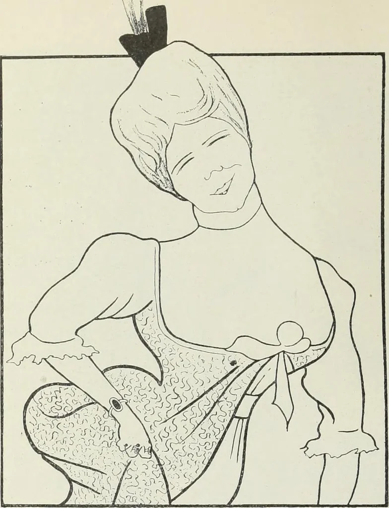 An illustration from Das Weib in der Karikatur Frankreichs : mit 448 Textillustrationen und 72 farbigen Kunstblättern nach seltenen und amüsanten französischen Karikaturen aus allen Zeitepochen, 1907, leaf 16