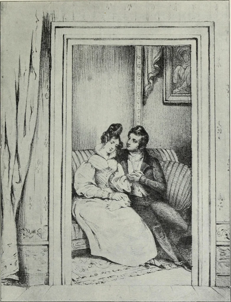 An illustration from Das Weib in der Karikatur Frankreichs : mit 448 Textillustrationen und 72 farbigen Kunstblättern nach seltenen und amüsanten französischen Karikaturen aus allen Zeitepochen, 1907, leaf 165