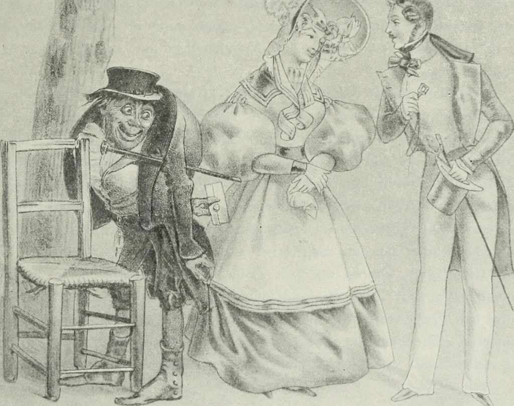 An illustration from Das Weib in der Karikatur Frankreichs : mit 448 Textillustrationen und 72 farbigen Kunstblättern nach seltenen und amüsanten französischen Karikaturen aus allen Zeitepochen, 1907, leaf 167