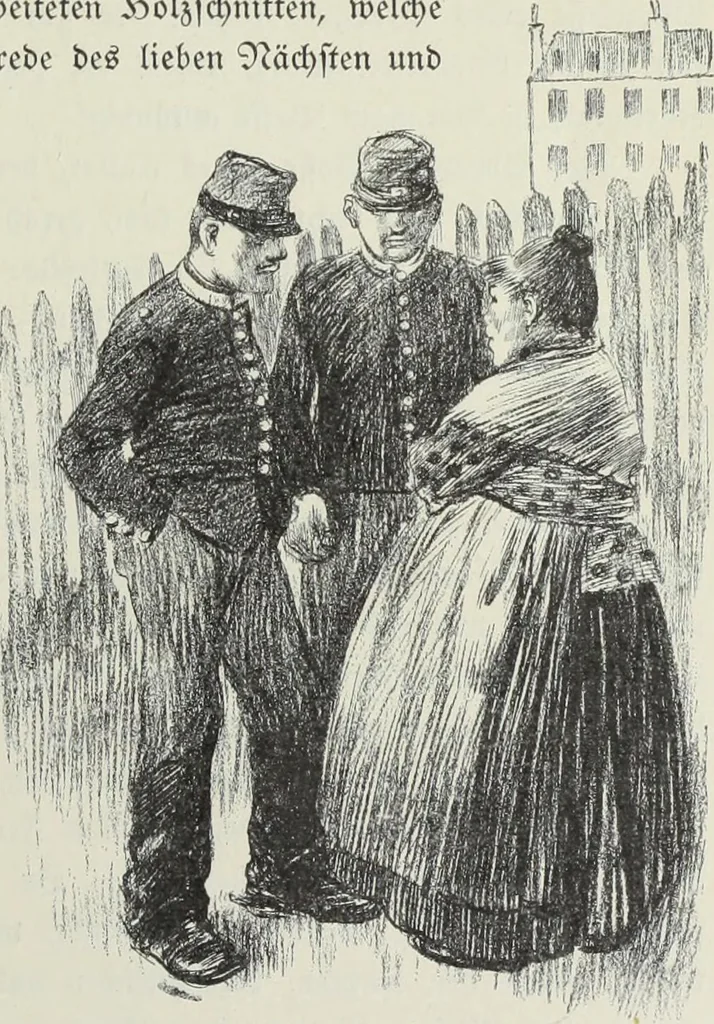 An illustration from Das Weib in der Karikatur Frankreichs : mit 448 Textillustrationen und 72 farbigen Kunstblättern nach seltenen und amüsanten französischen Karikaturen aus allen Zeitepochen, 1907, leaf 17