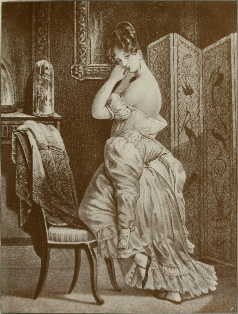 An illustration from Das Weib in der Karikatur Frankreichs : mit 448 Textillustrationen und 72 farbigen Kunstblättern nach seltenen und amüsanten französischen Karikaturen aus allen Zeitepochen, 1907, leaf 171