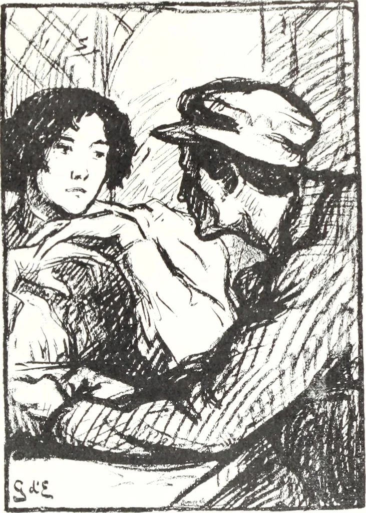 An illustration from Das Weib in der Karikatur Frankreichs : mit 448 Textillustrationen und 72 farbigen Kunstblättern nach seltenen und amüsanten französischen Karikaturen aus allen Zeitepochen, 1907, leaf 175