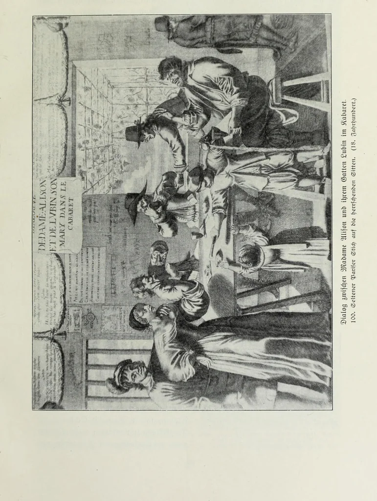 An illustration from Das Weib in der Karikatur Frankreichs : mit 448 Textillustrationen und 72 farbigen Kunstblättern nach seltenen und amüsanten französischen Karikaturen aus allen Zeitepochen, 1907, leaf 177