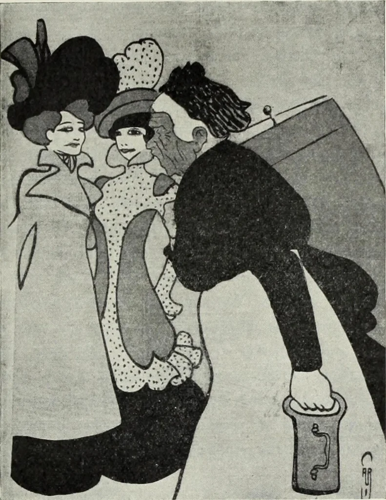 An illustration from Das Weib in der Karikatur Frankreichs : mit 448 Textillustrationen und 72 farbigen Kunstblättern nach seltenen und amüsanten französischen Karikaturen aus allen Zeitepochen, 1907, leaf 179