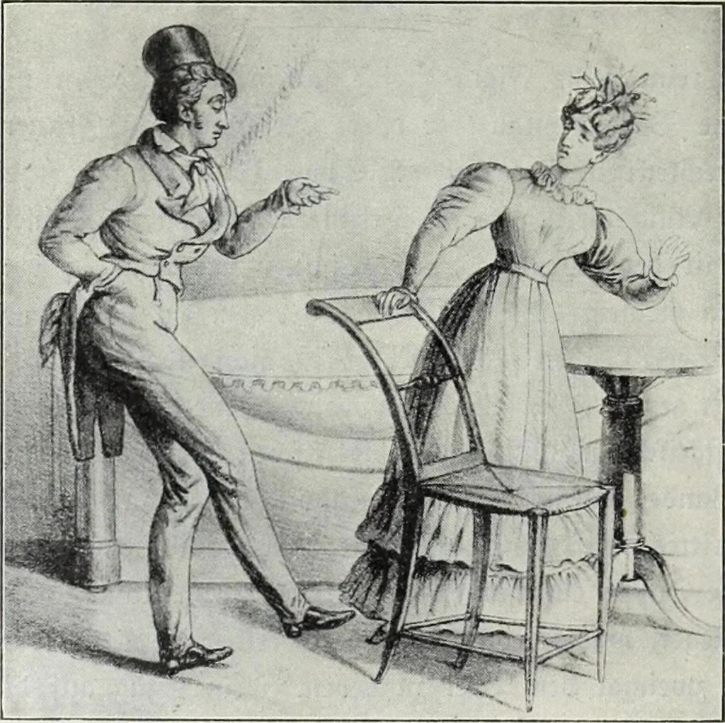 An illustration from Das Weib in der Karikatur Frankreichs : mit 448 Textillustrationen und 72 farbigen Kunstblättern nach seltenen und amüsanten französischen Karikaturen aus allen Zeitepochen, 1907, leaf 188