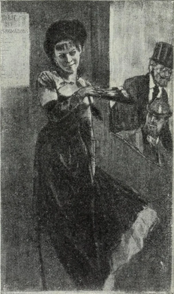 An illustration from Das Weib in der Karikatur Frankreichs : mit 448 Textillustrationen und 72 farbigen Kunstblättern nach seltenen und amüsanten französischen Karikaturen aus allen Zeitepochen, 1907, leaf 192
