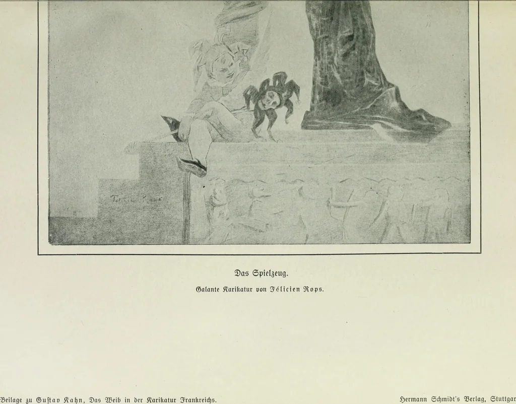 An illustration from Das Weib in der Karikatur Frankreichs : mit 448 Textillustrationen und 72 farbigen Kunstblättern nach seltenen und amüsanten französischen Karikaturen aus allen Zeitepochen, 1907, leaf 195