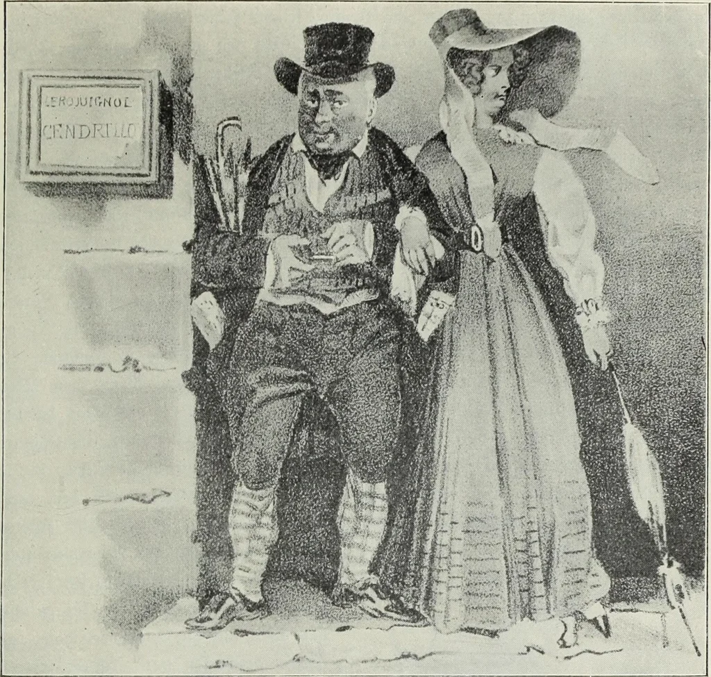 An illustration from Das Weib in der Karikatur Frankreichs : mit 448 Textillustrationen und 72 farbigen Kunstblättern nach seltenen und amüsanten französischen Karikaturen aus allen Zeitepochen, 1907, leaf 197