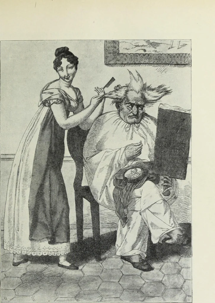 An illustration from Das Weib in der Karikatur Frankreichs : mit 448 Textillustrationen und 72 farbigen Kunstblättern nach seltenen und amüsanten französischen Karikaturen aus allen Zeitepochen, 1907, leaf 201
