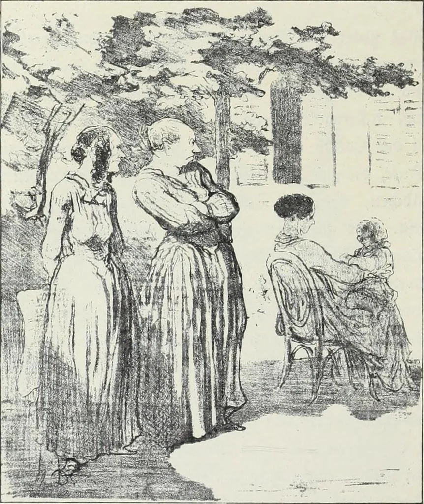 An illustration from Das Weib in der Karikatur Frankreichs : mit 448 Textillustrationen und 72 farbigen Kunstblättern nach seltenen und amüsanten französischen Karikaturen aus allen Zeitepochen, 1907, leaf 204