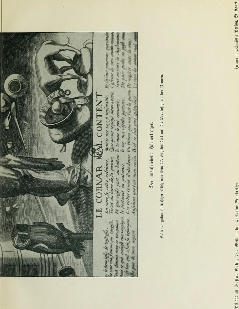 An illustration from Das Weib in der Karikatur Frankreichs : mit 448 Textillustrationen und 72 farbigen Kunstblättern nach seltenen und amüsanten französischen Karikaturen aus allen Zeitepochen, 1907, leaf 21