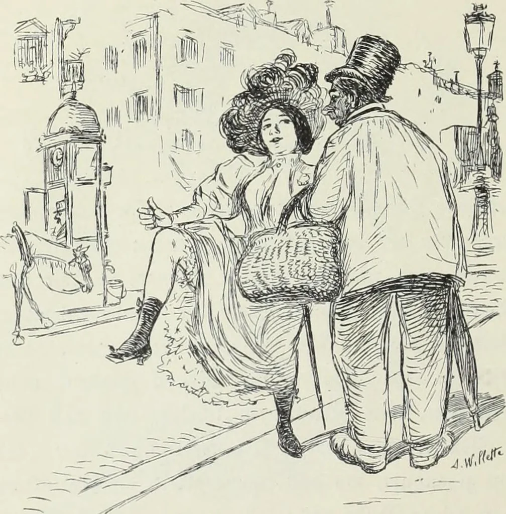 An illustration from Das Weib in der Karikatur Frankreichs : mit 448 Textillustrationen und 72 farbigen Kunstblättern nach seltenen und amüsanten französischen Karikaturen aus allen Zeitepochen, 1907, leaf 210
