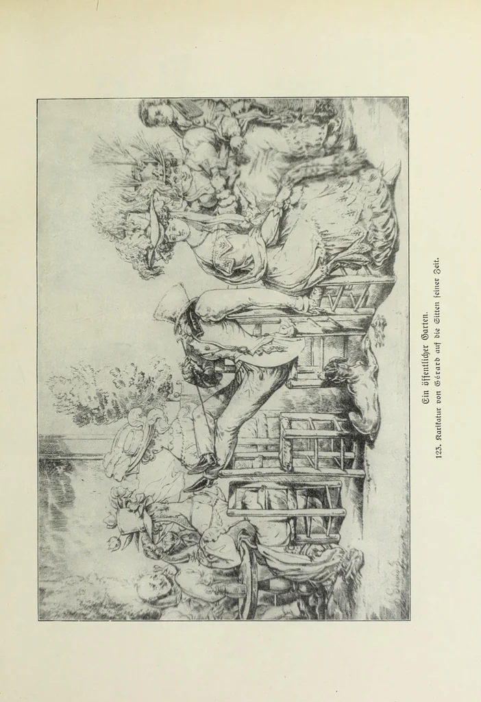 An illustration from Das Weib in der Karikatur Frankreichs : mit 448 Textillustrationen und 72 farbigen Kunstblättern nach seltenen und amüsanten französischen Karikaturen aus allen Zeitepochen, 1907, leaf 211
