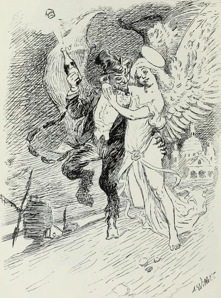An illustration from Das Weib in der Karikatur Frankreichs : mit 448 Textillustrationen und 72 farbigen Kunstblättern nach seltenen und amüsanten französischen Karikaturen aus allen Zeitepochen, 1907, leaf 232