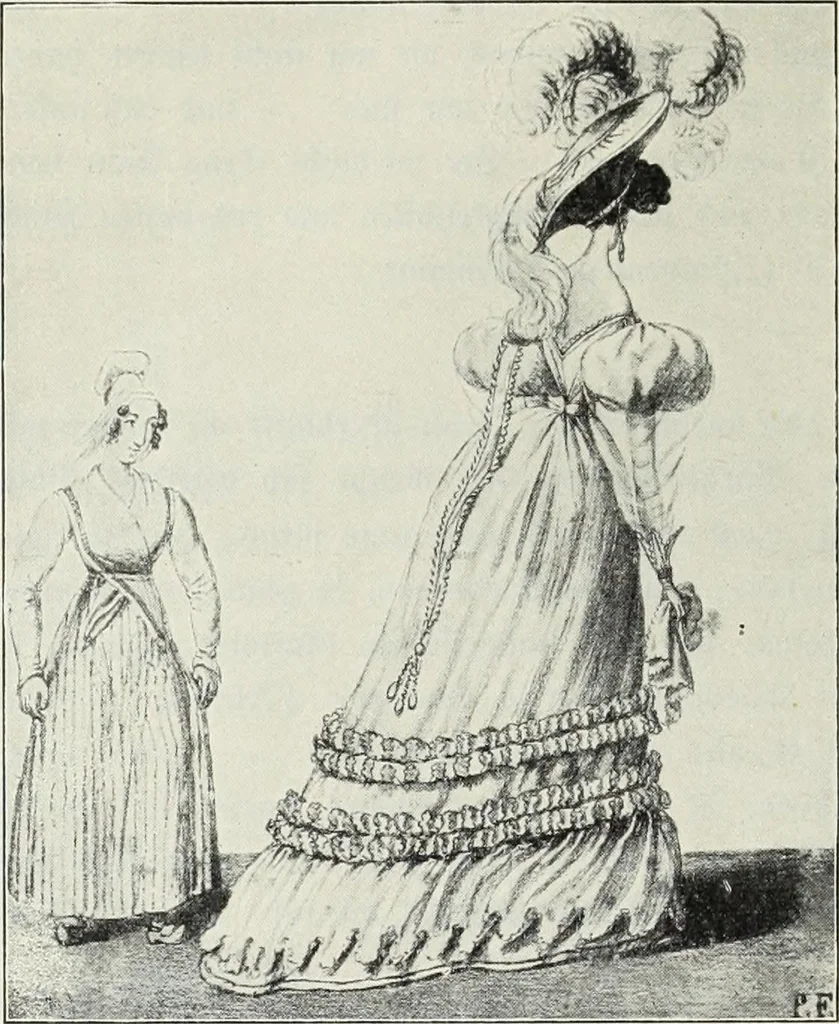 An illustration from Das Weib in der Karikatur Frankreichs : mit 448 Textillustrationen und 72 farbigen Kunstblättern nach seltenen und amüsanten französischen Karikaturen aus allen Zeitepochen, 1907, leaf 244