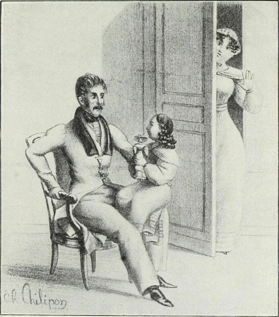 An illustration from Das Weib in der Karikatur Frankreichs : mit 448 Textillustrationen und 72 farbigen Kunstblättern nach seltenen und amüsanten französischen Karikaturen aus allen Zeitepochen, 1907, leaf 245