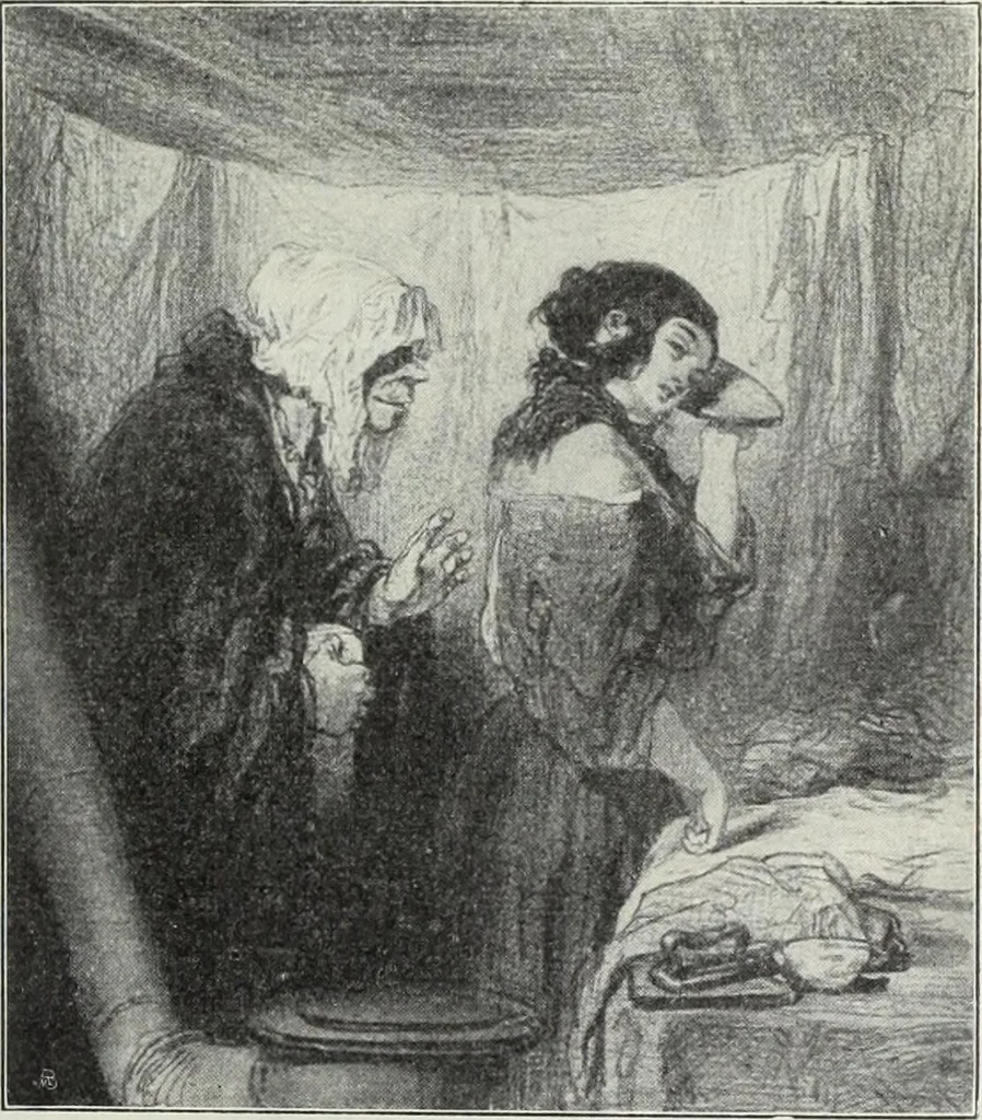 An illustration from Das Weib in der Karikatur Frankreichs : mit 448 Textillustrationen und 72 farbigen Kunstblättern nach seltenen und amüsanten französischen Karikaturen aus allen Zeitepochen, 1907, leaf 25