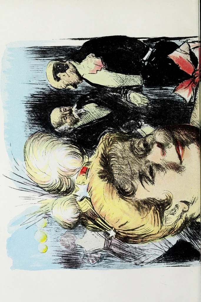 An illustration from Das Weib in der Karikatur Frankreichs : mit 448 Textillustrationen und 72 farbigen Kunstblättern nach seltenen und amüsanten französischen Karikaturen aus allen Zeitepochen, 1907, leaf 252