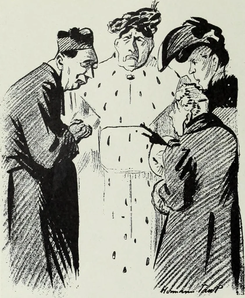 An illustration from Das Weib in der Karikatur Frankreichs : mit 448 Textillustrationen und 72 farbigen Kunstblättern nach seltenen und amüsanten französischen Karikaturen aus allen Zeitepochen, 1907, leaf 256