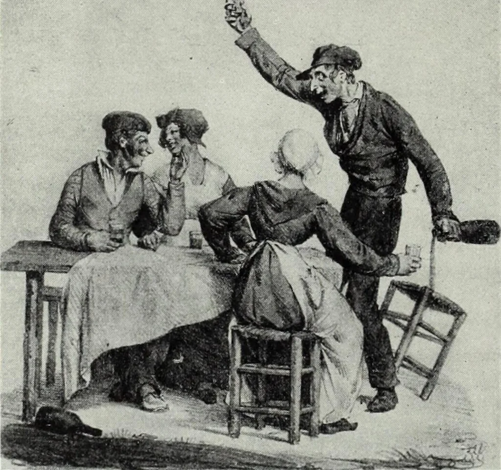 An illustration from Das Weib in der Karikatur Frankreichs : mit 448 Textillustrationen und 72 farbigen Kunstblättern nach seltenen und amüsanten französischen Karikaturen aus allen Zeitepochen, 1907, leaf 260