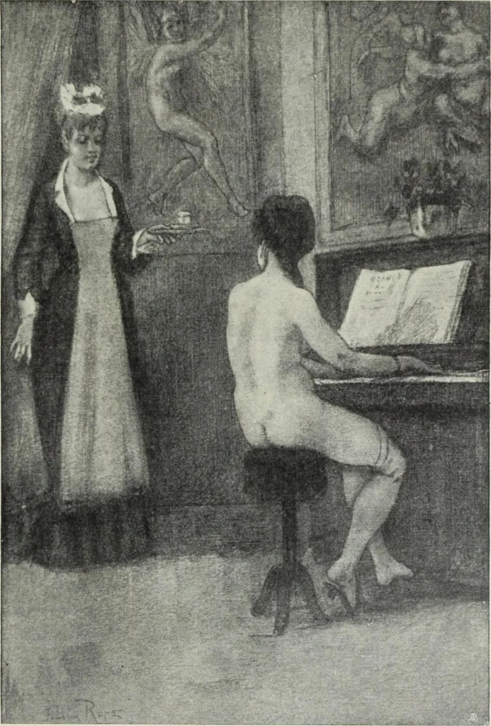 An illustration from Das Weib in der Karikatur Frankreichs : mit 448 Textillustrationen und 72 farbigen Kunstblättern nach seltenen und amüsanten französischen Karikaturen aus allen Zeitepochen, 1907, leaf 267