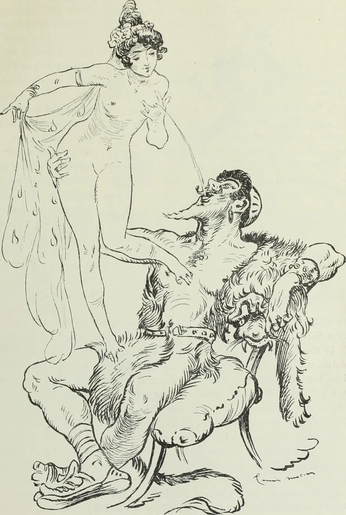 An illustration from Das Weib in der Karikatur Frankreichs : mit 448 Textillustrationen und 72 farbigen Kunstblättern nach seltenen und amüsanten französischen Karikaturen aus allen Zeitepochen, 1907, leaf 27