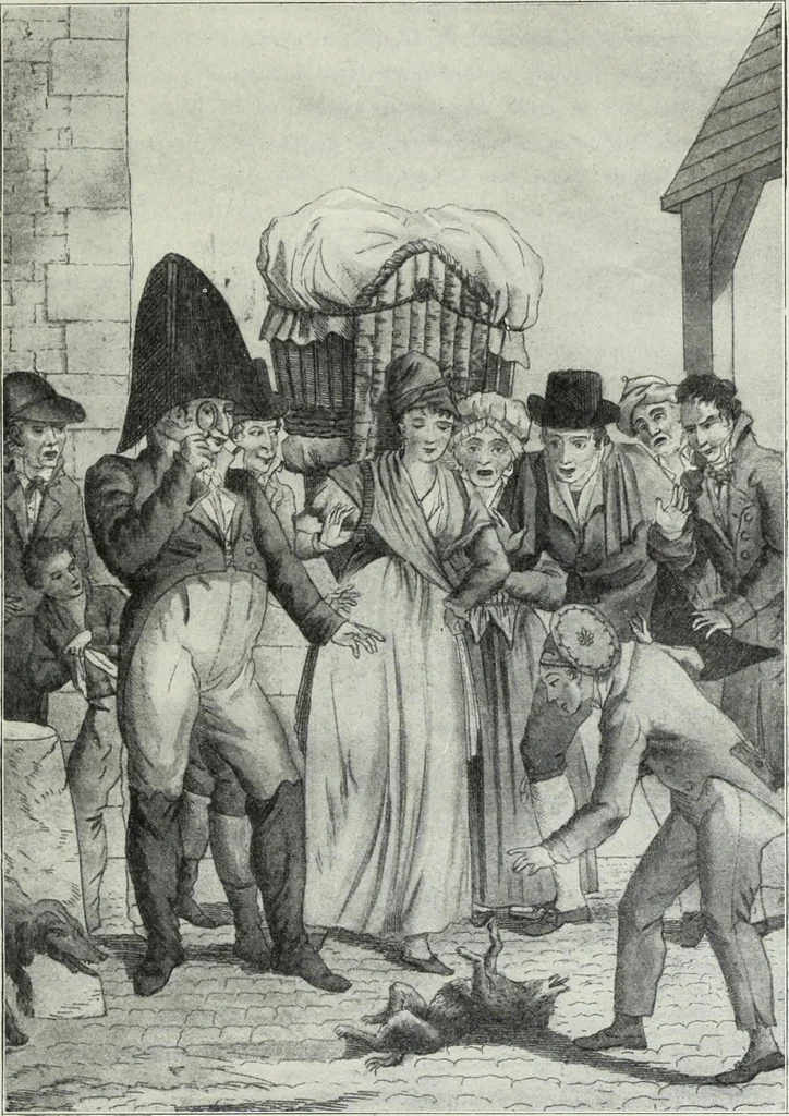 An illustration from Das Weib in der Karikatur Frankreichs : mit 448 Textillustrationen und 72 farbigen Kunstblättern nach seltenen und amüsanten französischen Karikaturen aus allen Zeitepochen, 1907, leaf 273