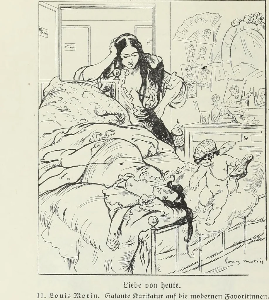 An illustration from Das Weib in der Karikatur Frankreichs : mit 448 Textillustrationen und 72 farbigen Kunstblättern nach seltenen und amüsanten französischen Karikaturen aus allen Zeitepochen, 1907, leaf 28