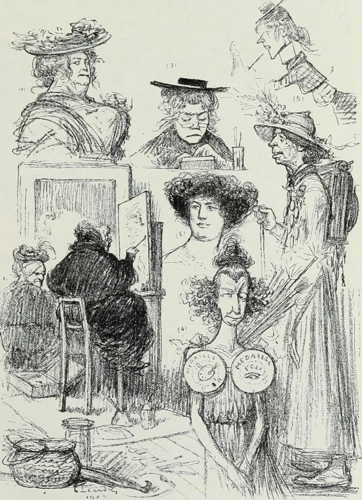 An illustration from Das Weib in der Karikatur Frankreichs : mit 448 Textillustrationen und 72 farbigen Kunstblättern nach seltenen und amüsanten französischen Karikaturen aus allen Zeitepochen, 1907, leaf 283