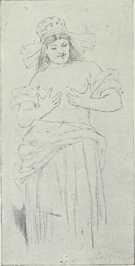 An illustration from Das Weib in der Karikatur Frankreichs : mit 448 Textillustrationen und 72 farbigen Kunstblättern nach seltenen und amüsanten französischen Karikaturen aus allen Zeitepochen, 1907, leaf 284