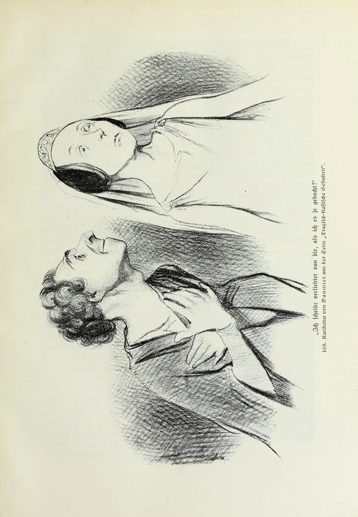 An illustration from Das Weib in der Karikatur Frankreichs : mit 448 Textillustrationen und 72 farbigen Kunstblättern nach seltenen und amüsanten französischen Karikaturen aus allen Zeitepochen, 1907, leaf 285