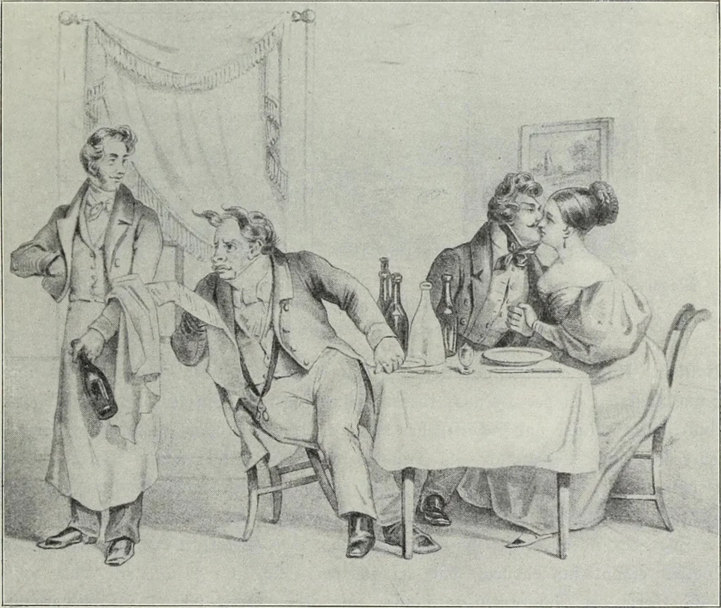 An illustration from Das Weib in der Karikatur Frankreichs : mit 448 Textillustrationen und 72 farbigen Kunstblättern nach seltenen und amüsanten französischen Karikaturen aus allen Zeitepochen, 1907, leaf 29