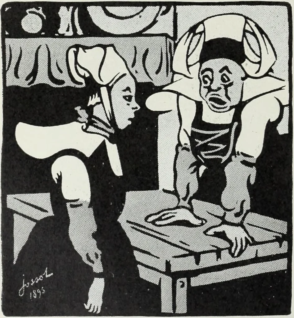 An illustration from Das Weib in der Karikatur Frankreichs : mit 448 Textillustrationen und 72 farbigen Kunstblättern nach seltenen und amüsanten französischen Karikaturen aus allen Zeitepochen, 1907, leaf 296