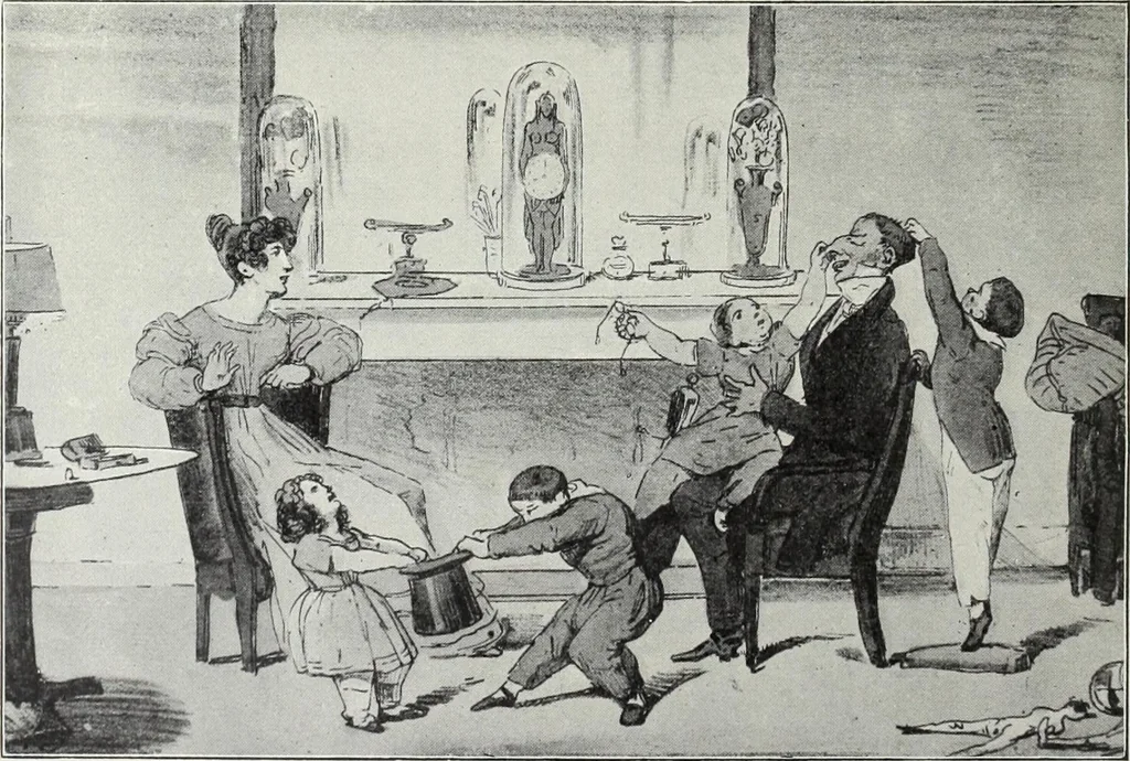 An illustration from Das Weib in der Karikatur Frankreichs : mit 448 Textillustrationen und 72 farbigen Kunstblättern nach seltenen und amüsanten französischen Karikaturen aus allen Zeitepochen, 1907, leaf 306