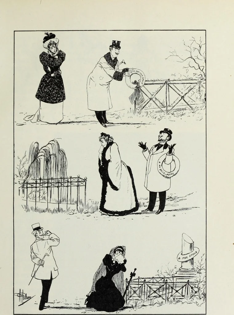 An illustration from Das Weib in der Karikatur Frankreichs : mit 448 Textillustrationen und 72 farbigen Kunstblättern nach seltenen und amüsanten französischen Karikaturen aus allen Zeitepochen, 1907, leaf 307