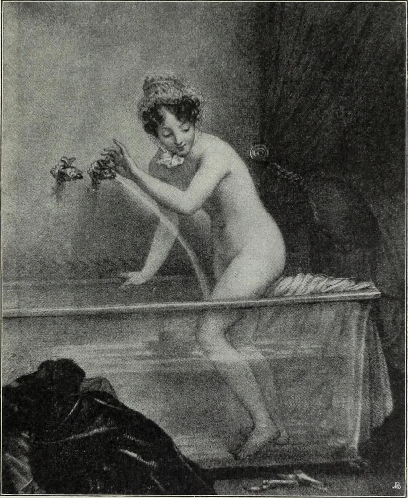 An illustration from Das Weib in der Karikatur Frankreichs : mit 448 Textillustrationen und 72 farbigen Kunstblättern nach seltenen und amüsanten französischen Karikaturen aus allen Zeitepochen, 1907, leaf 309