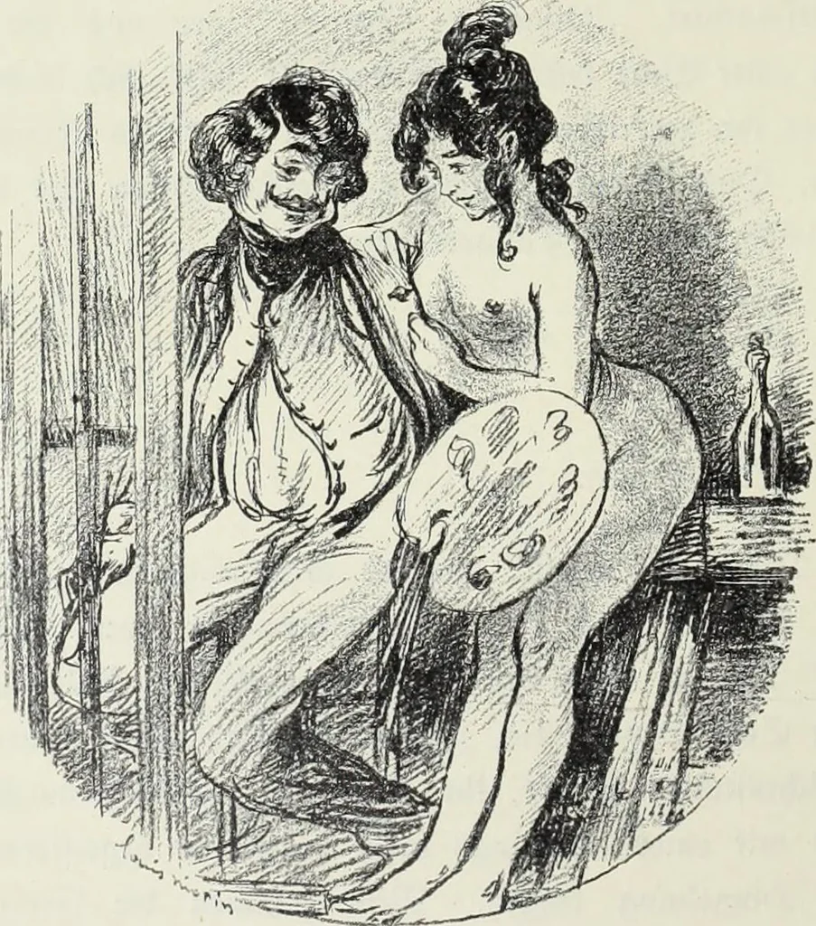An illustration from Das Weib in der Karikatur Frankreichs : mit 448 Textillustrationen und 72 farbigen Kunstblättern nach seltenen und amüsanten französischen Karikaturen aus allen Zeitepochen, 1907, leaf 338