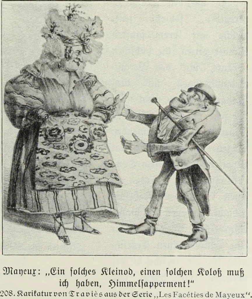 An illustration from Das Weib in der Karikatur Frankreichs : mit 448 Textillustrationen und 72 farbigen Kunstblättern nach seltenen und amüsanten französischen Karikaturen aus allen Zeitepochen, 1907, leaf 343