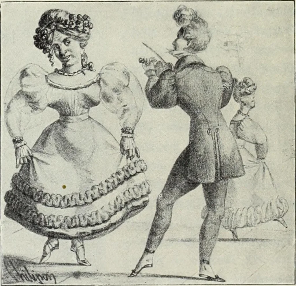 An illustration from Das Weib in der Karikatur Frankreichs : mit 448 Textillustrationen und 72 farbigen Kunstblättern nach seltenen und amüsanten französischen Karikaturen aus allen Zeitepochen, 1907, leaf 344