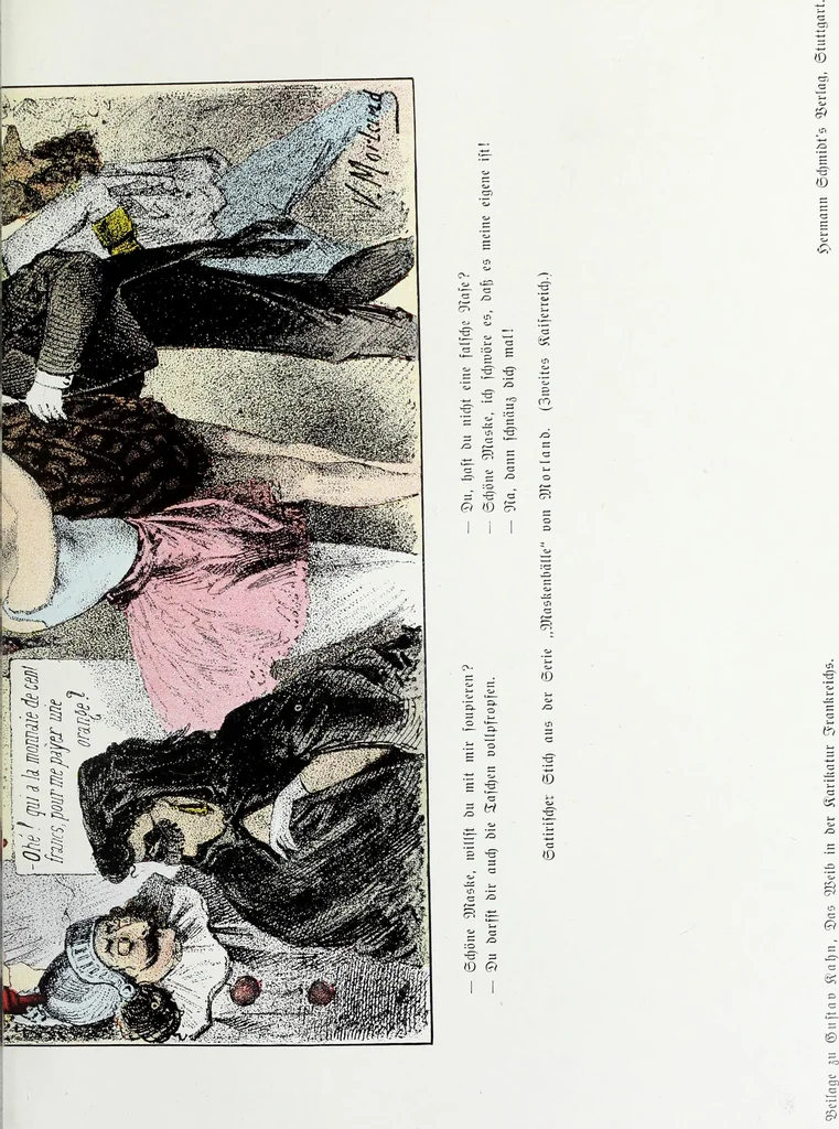 An illustration from Das Weib in der Karikatur Frankreichs : mit 448 Textillustrationen und 72 farbigen Kunstblättern nach seltenen und amüsanten französischen Karikaturen aus allen Zeitepochen, 1907, leaf 347
