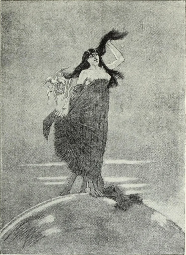 An illustration from Das Weib in der Karikatur Frankreichs : mit 448 Textillustrationen und 72 farbigen Kunstblättern nach seltenen und amüsanten französischen Karikaturen aus allen Zeitepochen, 1907, leaf 351
