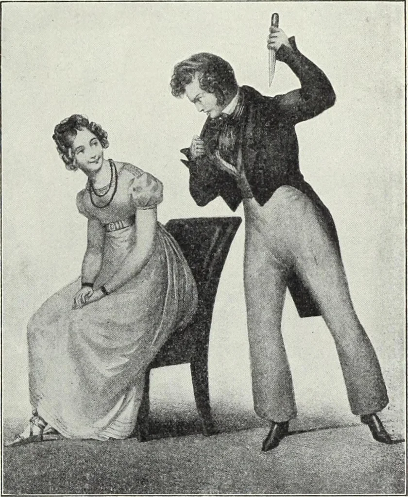An illustration from Das Weib in der Karikatur Frankreichs : mit 448 Textillustrationen und 72 farbigen Kunstblättern nach seltenen und amüsanten französischen Karikaturen aus allen Zeitepochen, 1907, leaf 355