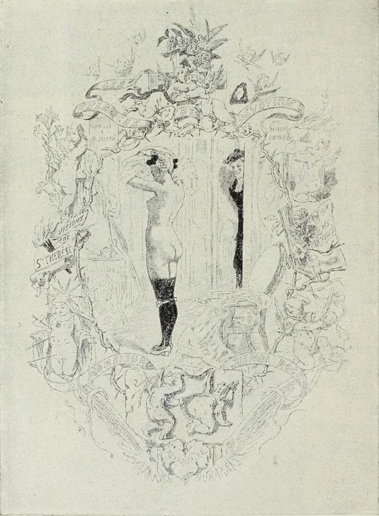 An illustration from Das Weib in der Karikatur Frankreichs : mit 448 Textillustrationen und 72 farbigen Kunstblättern nach seltenen und amüsanten französischen Karikaturen aus allen Zeitepochen, 1907, leaf 356