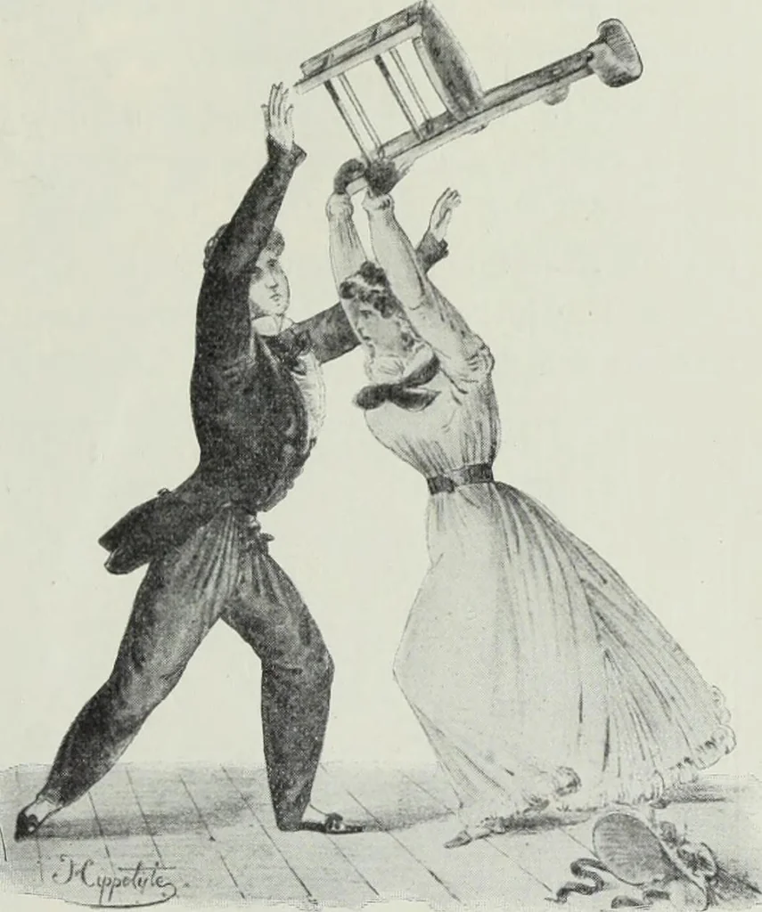 An illustration from Das Weib in der Karikatur Frankreichs : mit 448 Textillustrationen und 72 farbigen Kunstblättern nach seltenen und amüsanten französischen Karikaturen aus allen Zeitepochen, 1907, leaf 361